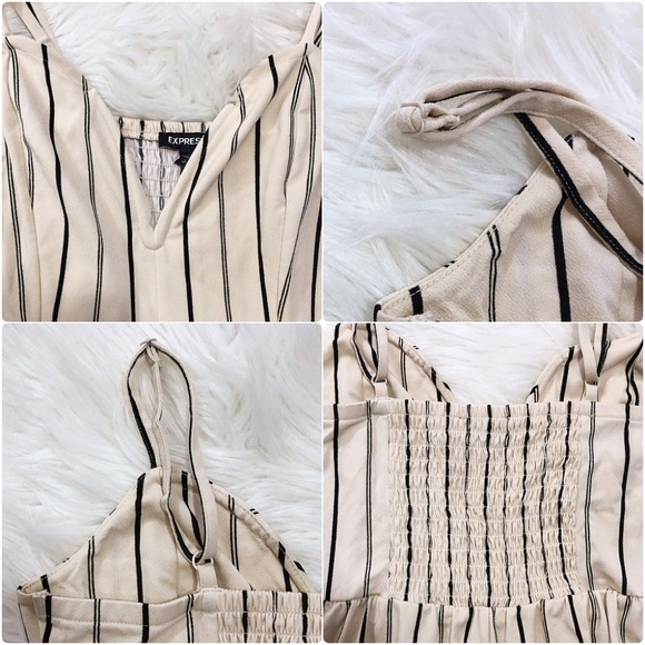 Express V Wire Sweetheart Striped Cami Jumpsuit - Picture 6 of 8